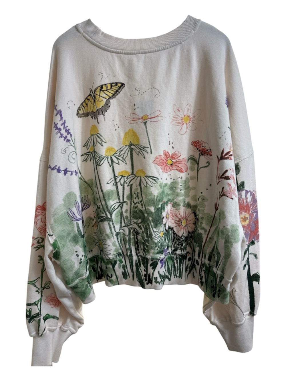 FREE PEOPLE GALA SWEATSHIRT in Floral Combo NWT Size L - Picture 5 of 7
